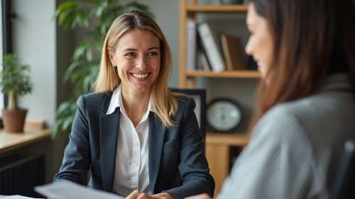 schaumburg lawyer smiling while helping client