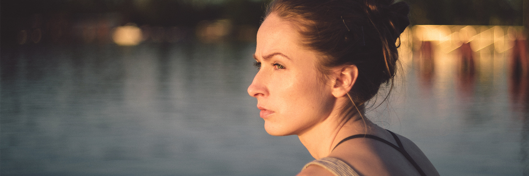 Woman staring off into distance in schaumburg