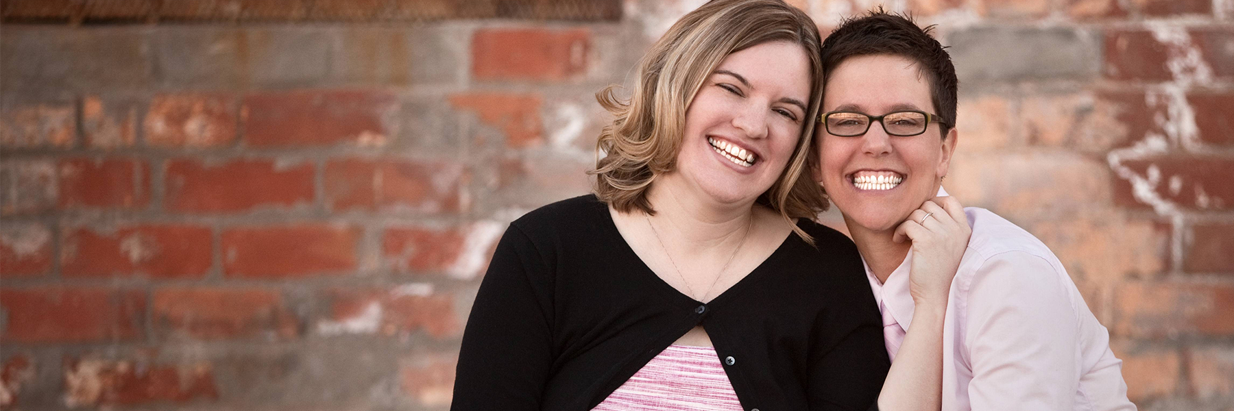 a female couple smiling after getting civil union in schaumburg